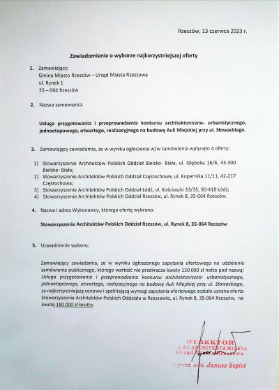 Zawiadomienie o wyborze najkorzystniejszej oferty 2